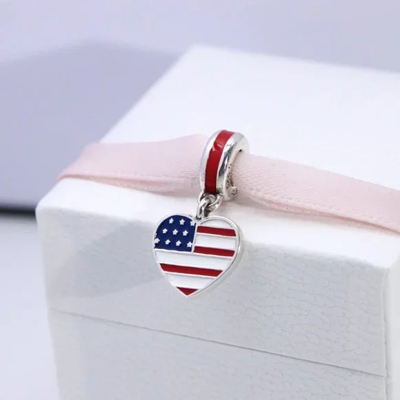 Pandora Jewelry Pandora Usa Flag Pendant Heart Flag Charm